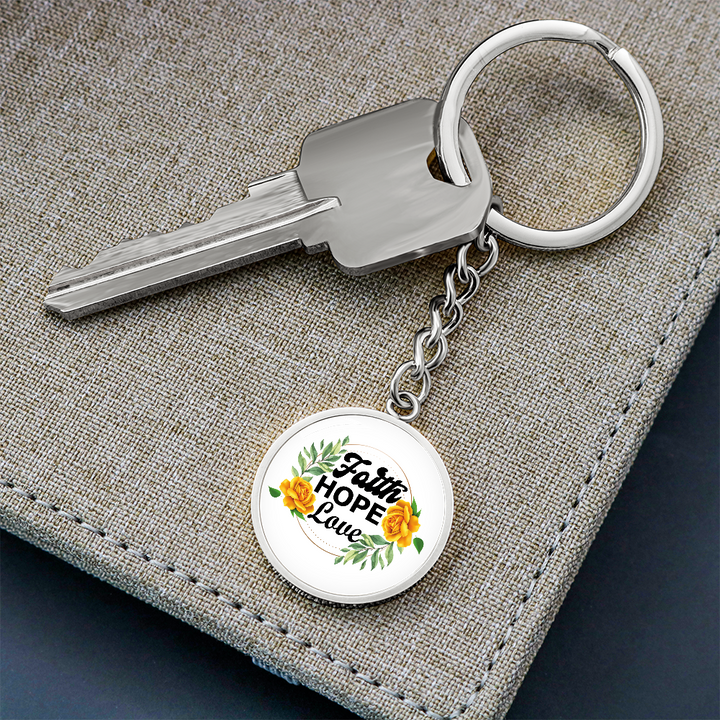 Faith Hope Love Graphic Circle Keychain – Gift for Her - Gift for Him