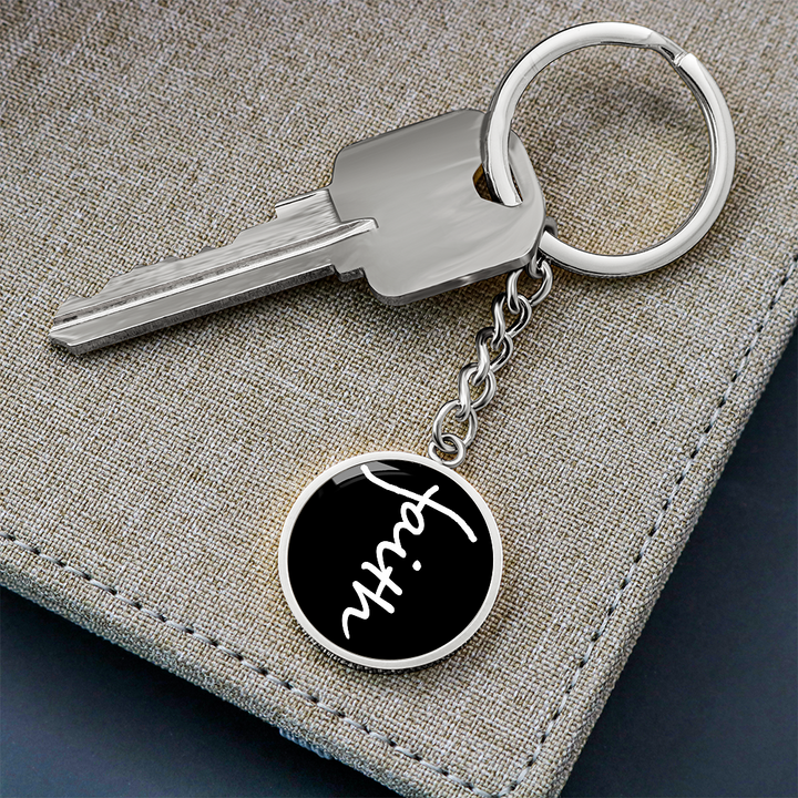 Faith (White) – Graphic Circle Keychain – Gift for Her - Gift for Him