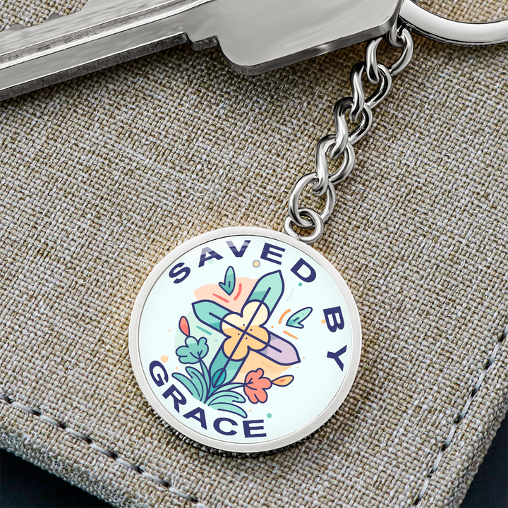 Saved By Grace Circle Keychain – Gift for Her