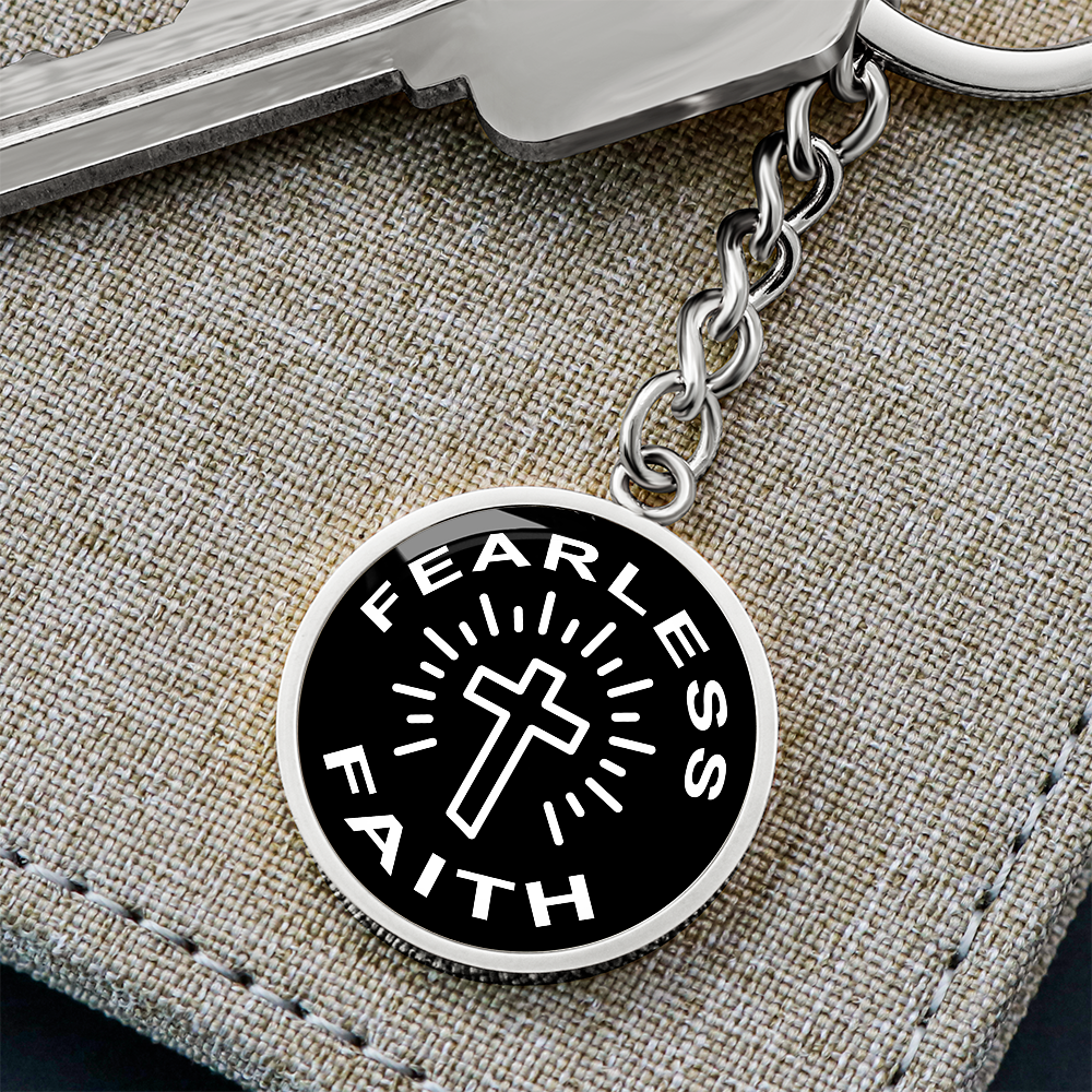 Fearless Faith Graphic Circle Keychain – Gift for Her - Gift for Him