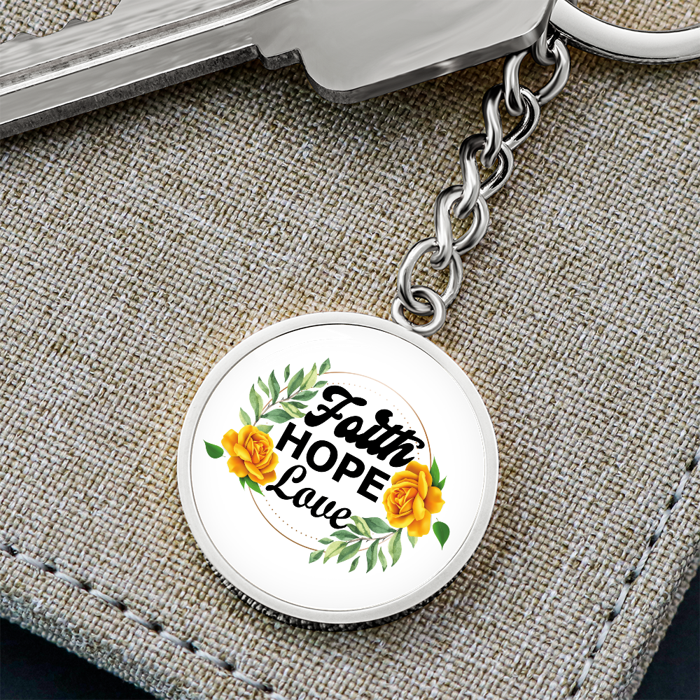 Faith Hope Love - Graphic Circle Keychain - Gift for Her - Gift for Him