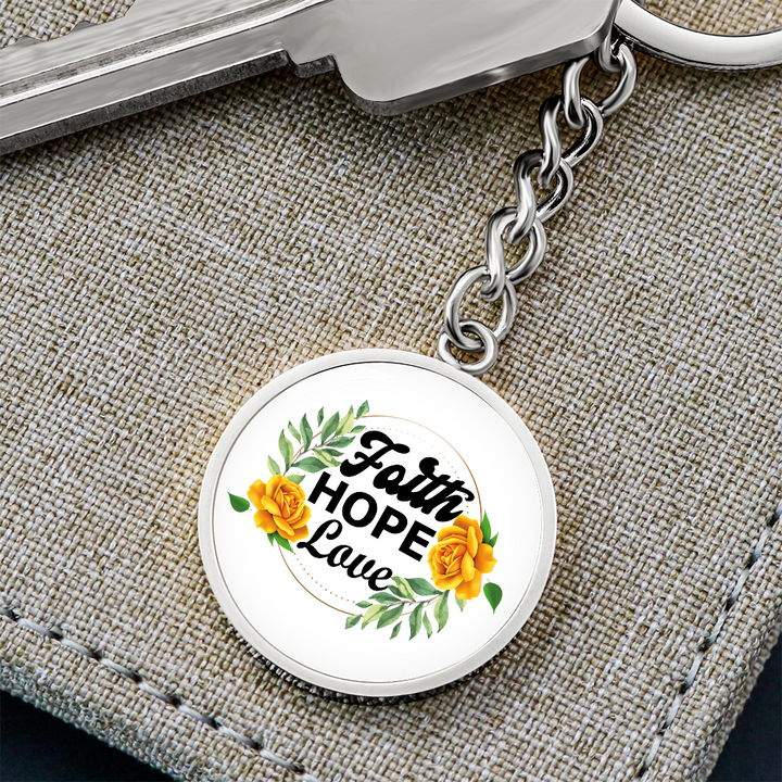 Faith Hope Love Graphic Circle Keychain – Gift for Her - Gift for Him
