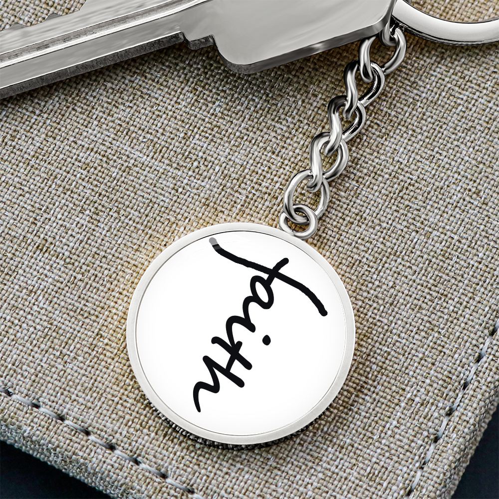 Faith (Black) – Graphic Circle Keychain – Gift for Her - Gift for Him