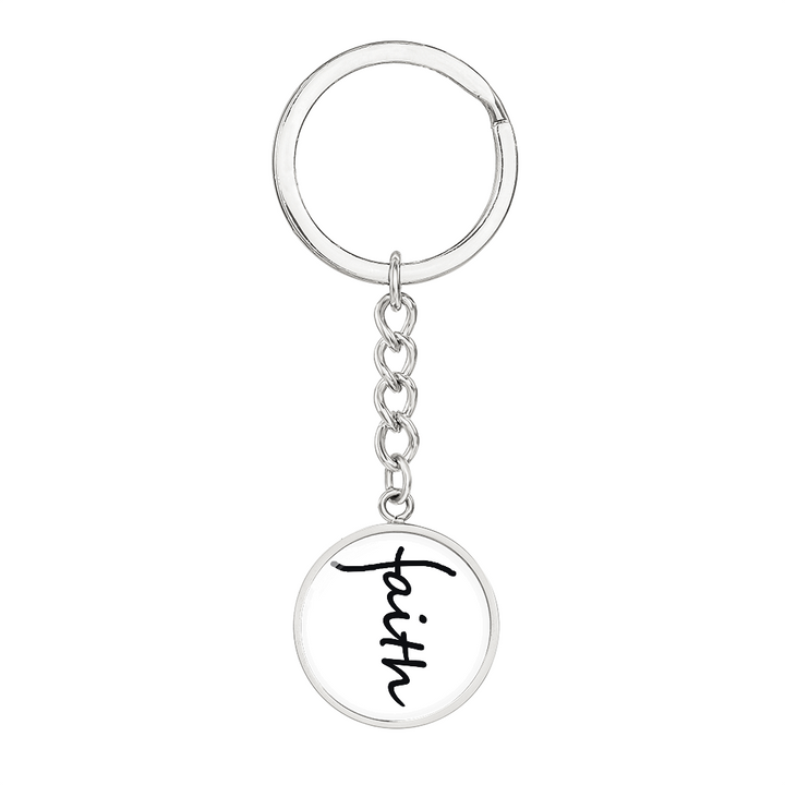 Faith (Black) – Graphic Circle Keychain – Gift for Her - Gift for Him