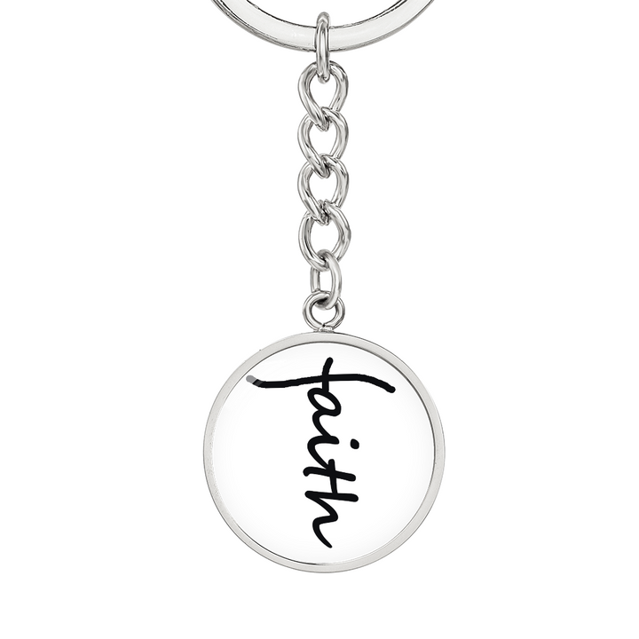 Faith (Black) – Graphic Circle Keychain – Gift for Her - Gift for Him