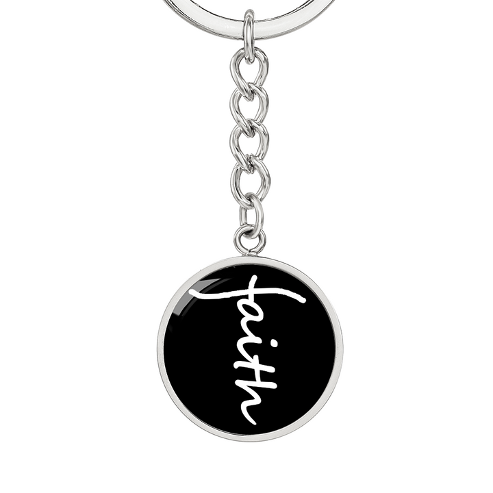 Faith (White) – Graphic Circle Keychain – Gift for Her - Gift for Him