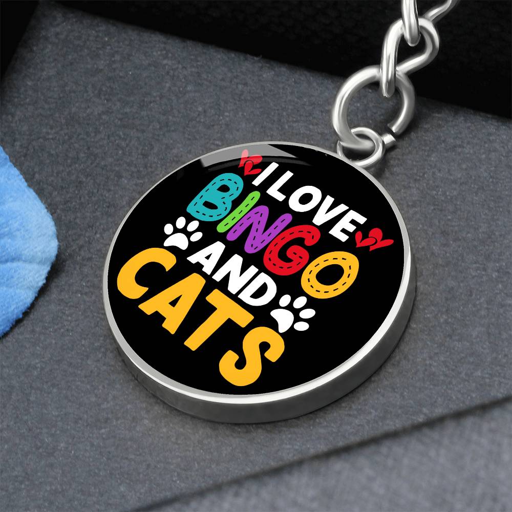 I Love Bingo And Cats - Circle Keychain - Gift for Her