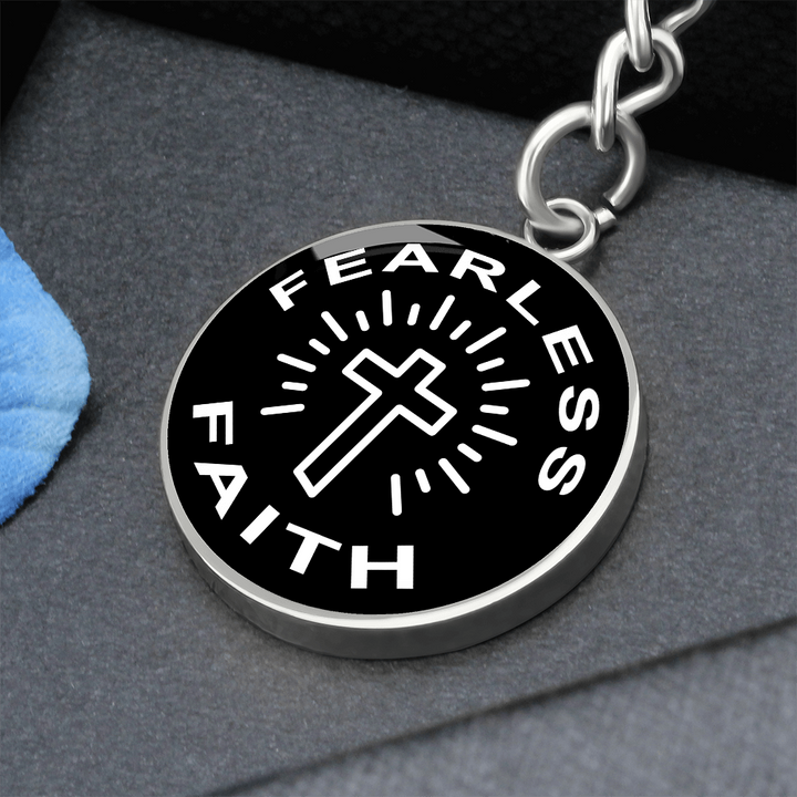 Fearless Faith Graphic Circle Keychain – Gift for Her - Gift for Him