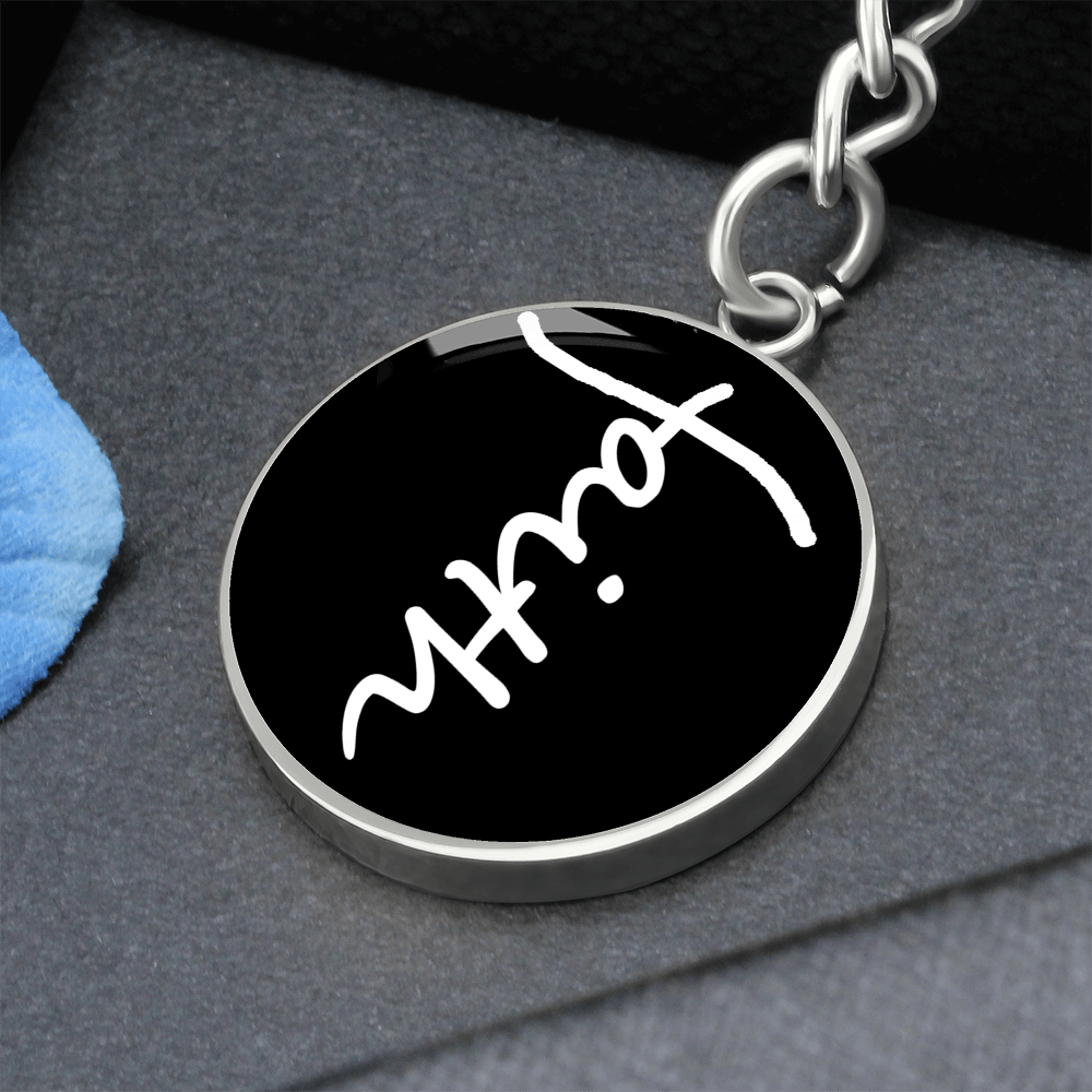 Faith (White) – Graphic Circle Keychain – Gift for Her - Gift for Him