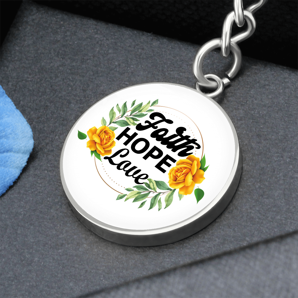 Faith Hope Love Graphic Circle Keychain – Gift for Her - Gift for Him