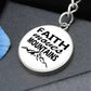 Faith Moves Mountains (Black) - Graphic Circle Keychain - Gift for Her - Gift for Him