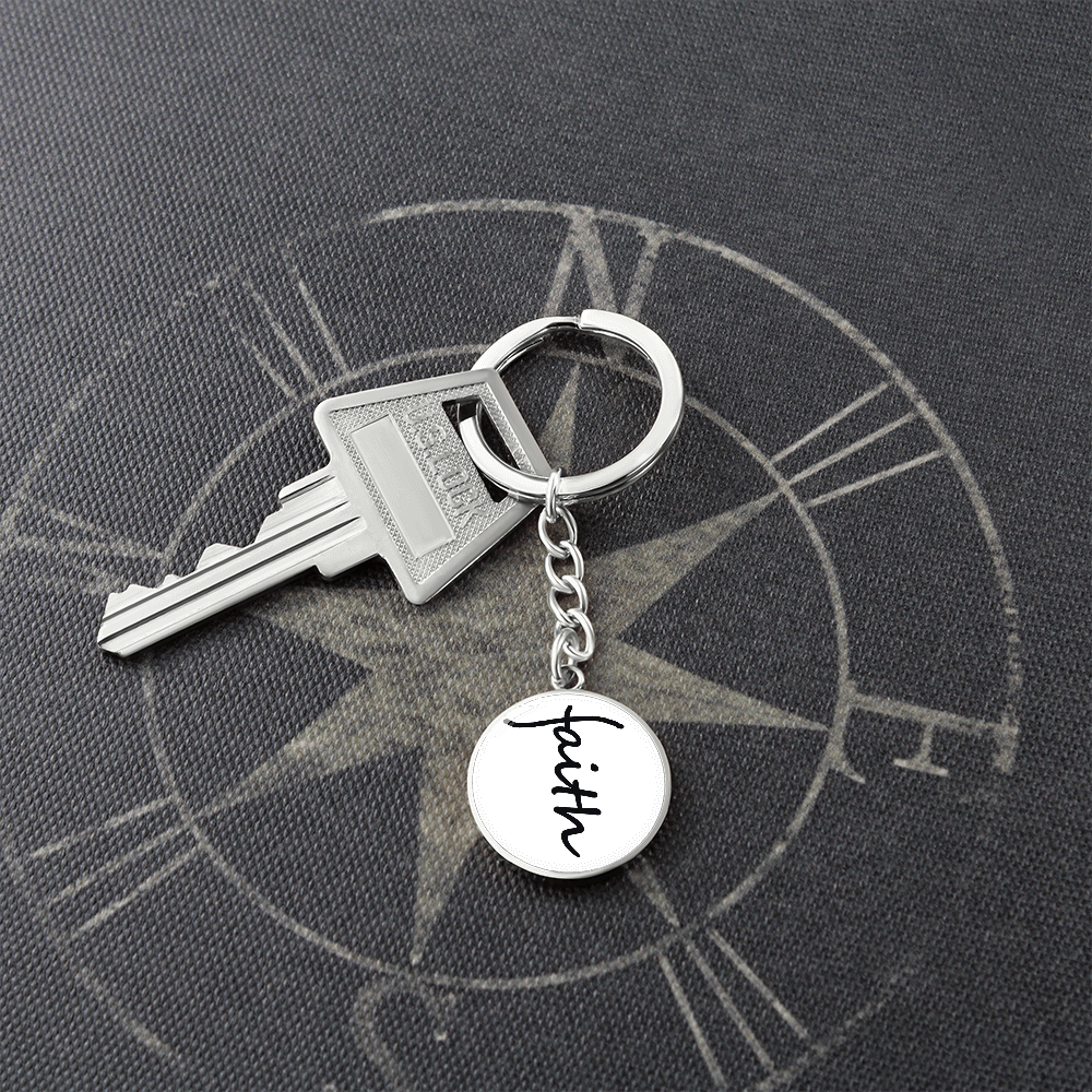 Faith (Black) – Graphic Circle Keychain – Gift for Her - Gift for Him