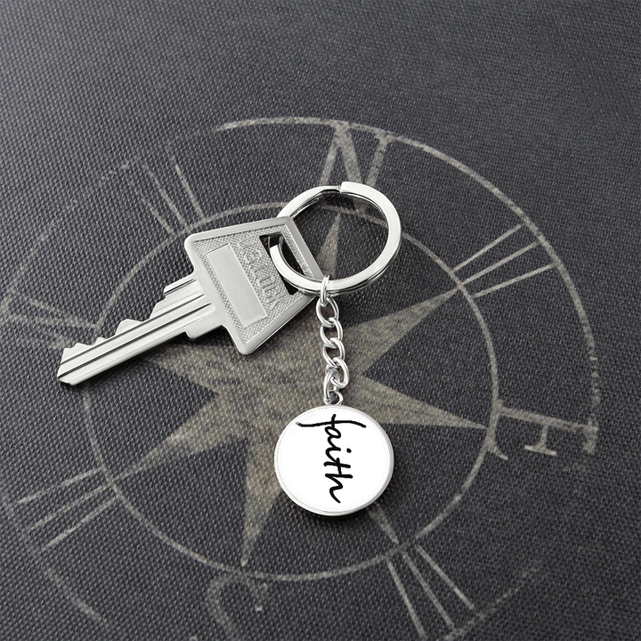 Faith (Black) – Graphic Circle Keychain – Gift for Her - Gift for Him