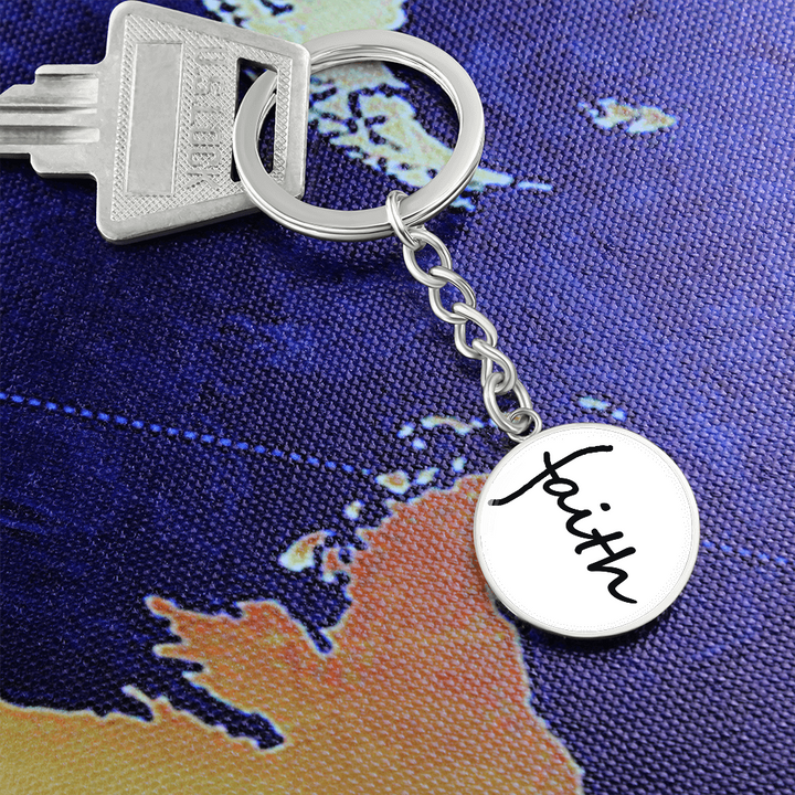 Faith (Black) – Graphic Circle Keychain – Gift for Her - Gift for Him