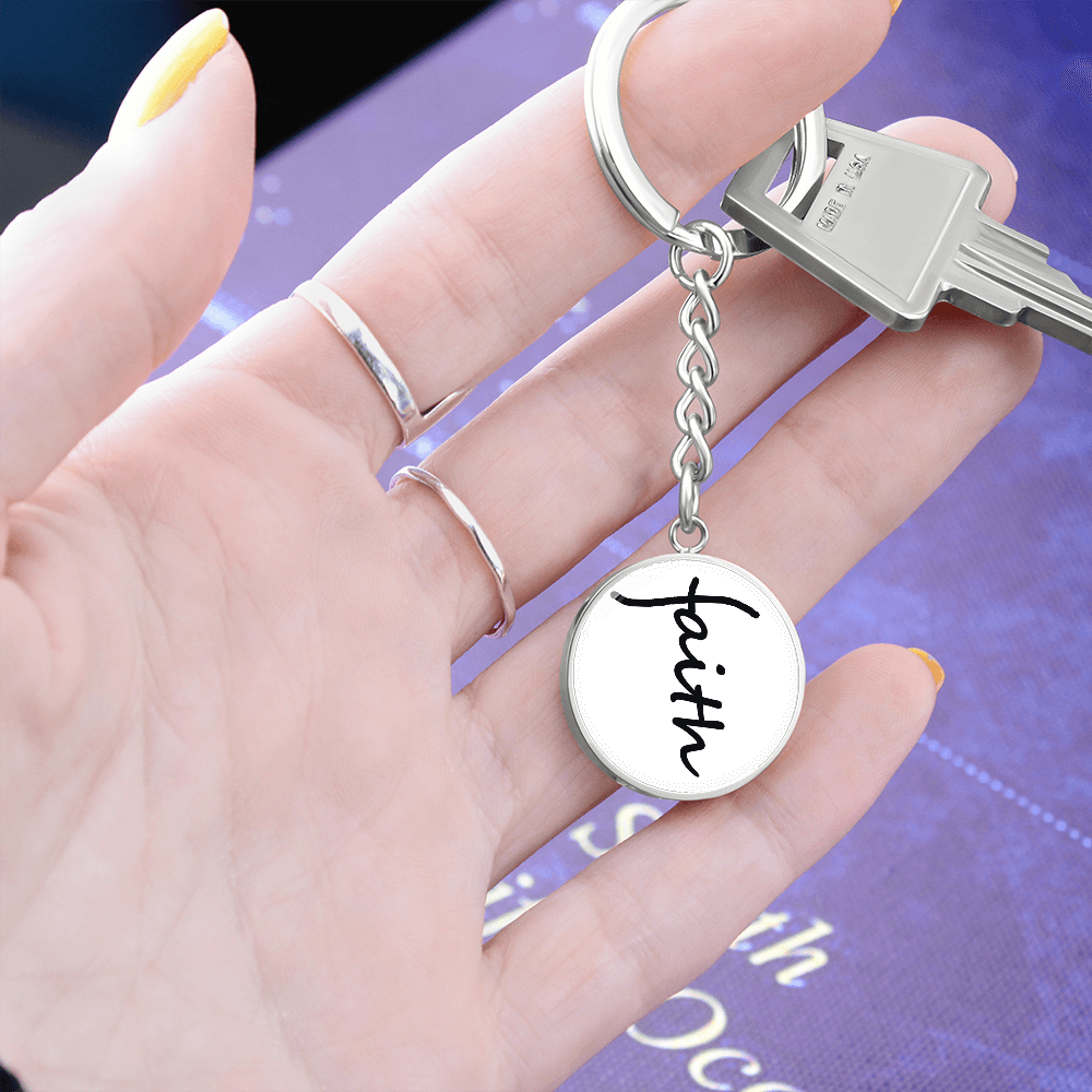 Faith (Black) – Graphic Circle Keychain – Gift for Her - Gift for Him
