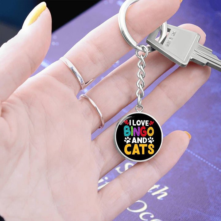 I Love Bingo And Cats – Circle Keychain – Gift for Her