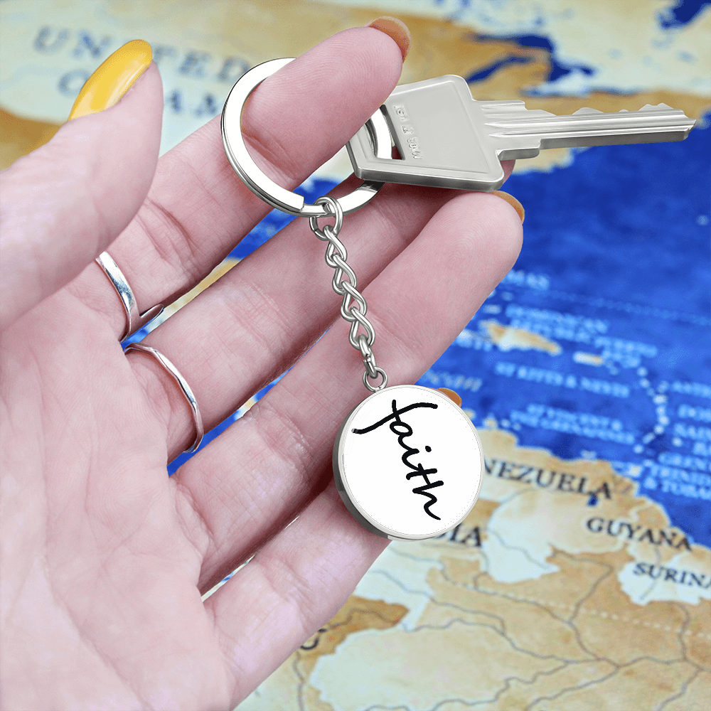 Faith (Black) – Graphic Circle Keychain – Gift for Her - Gift for Him