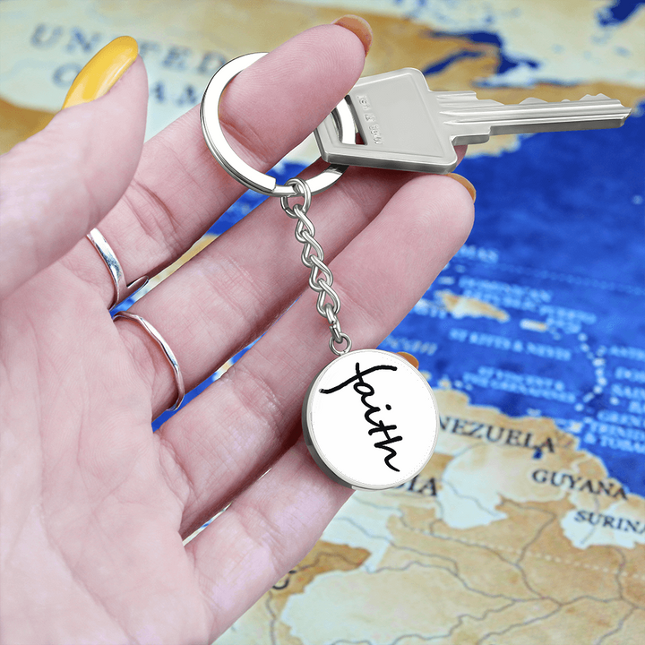 Faith (Black) – Graphic Circle Keychain – Gift for Her - Gift for Him