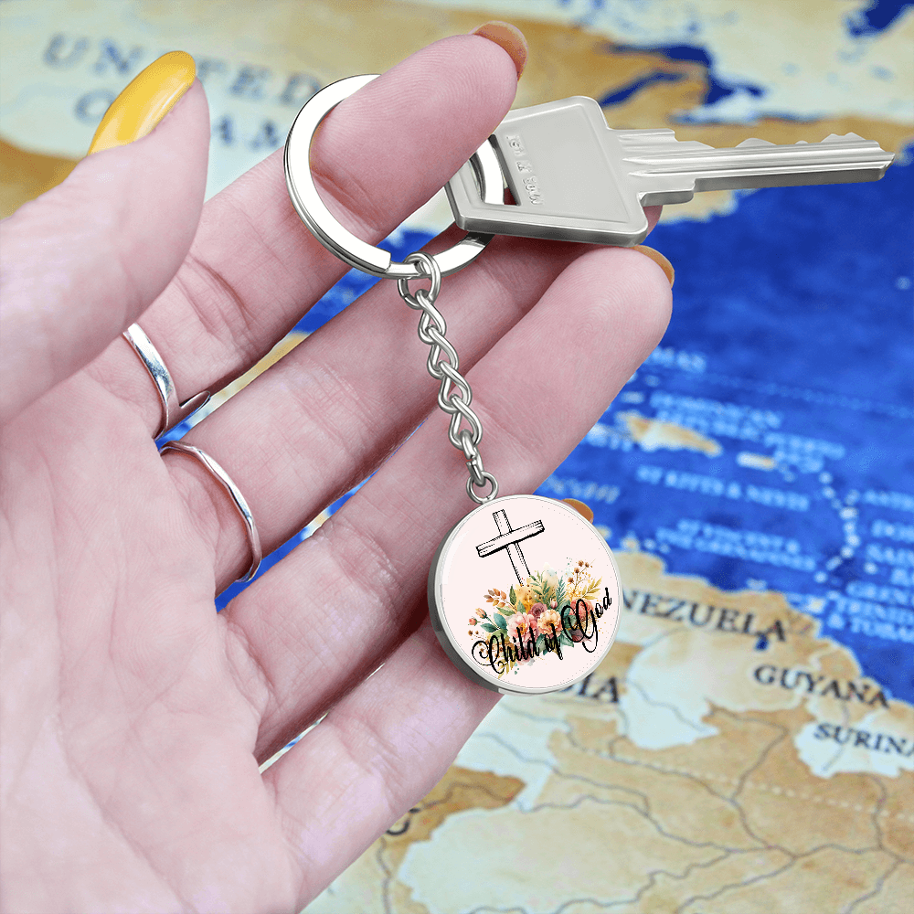 Child Of God- Graphic Circle Keychain - Gift for Her