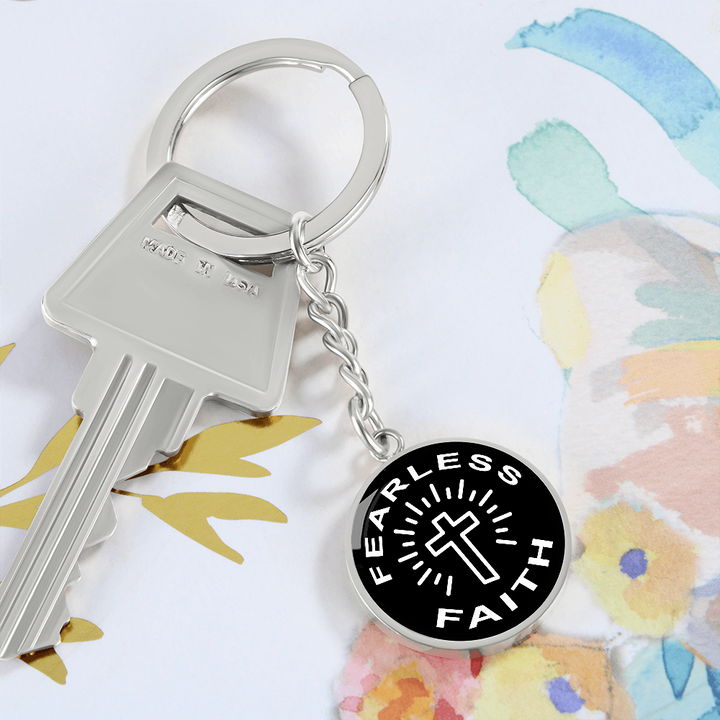 Fearless Faith Graphic Circle Keychain – Gift for Her - Gift for Him