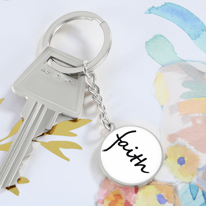 Faith (Black) – Graphic Circle Keychain – Gift for Her - Gift for Him