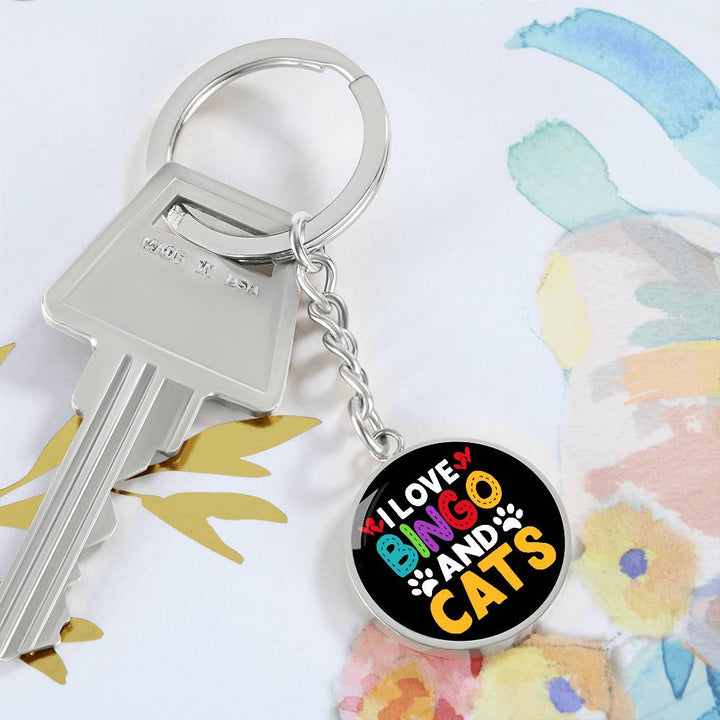I Love Bingo And Cats – Circle Keychain – Gift for Her
