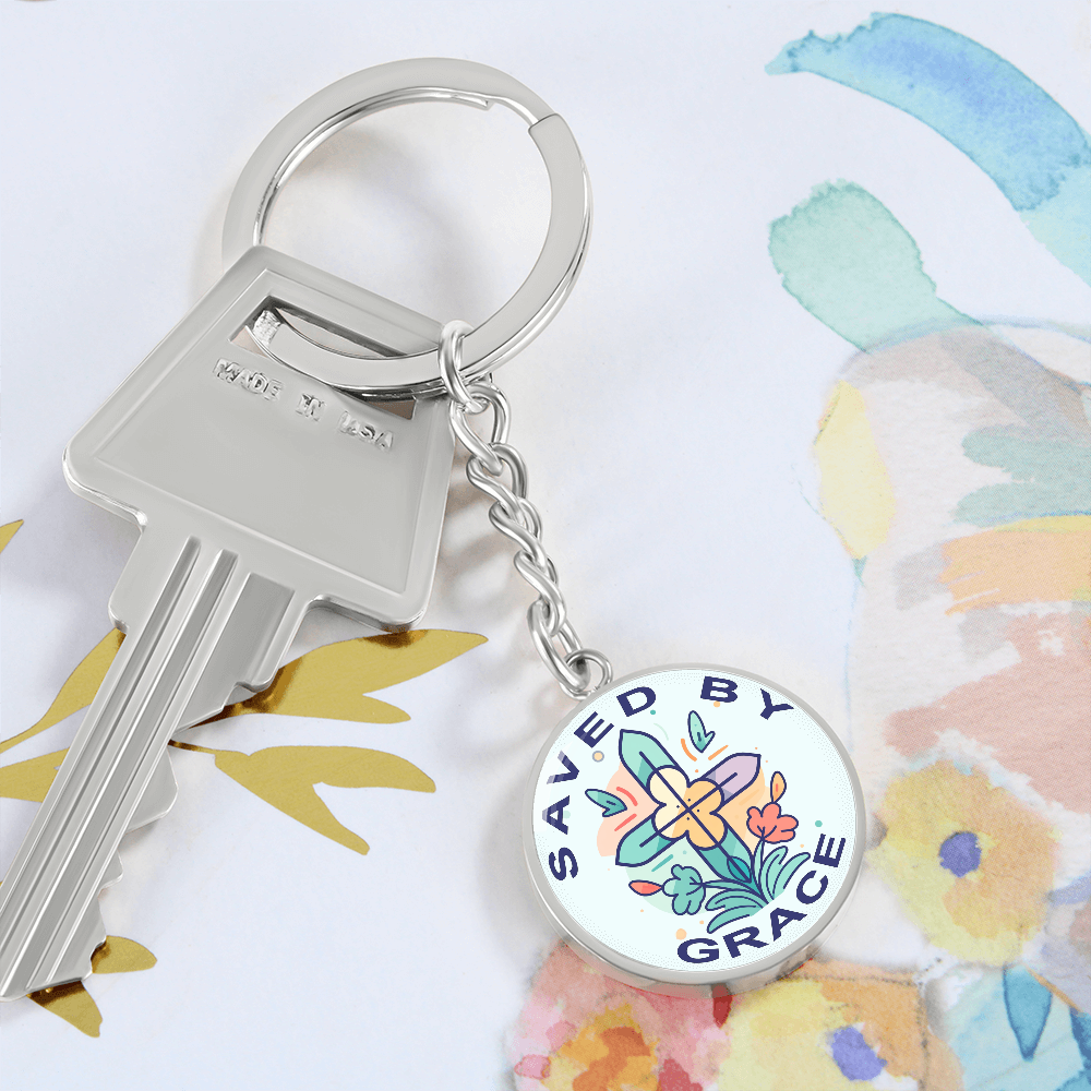 Saved By Grace Circle Keychain – Gift for Her