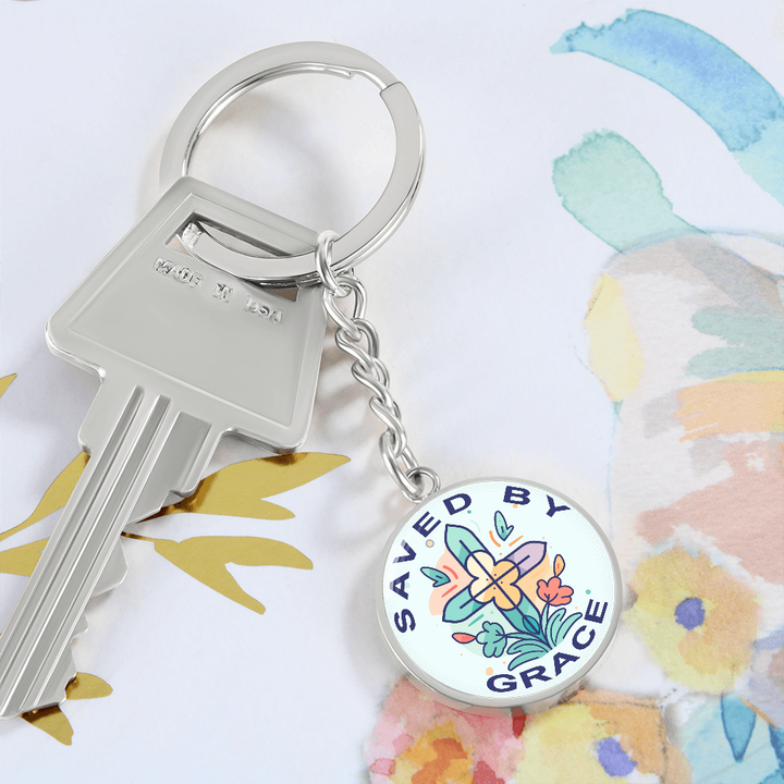 Saved By Grace Circle Keychain – Gift for Her