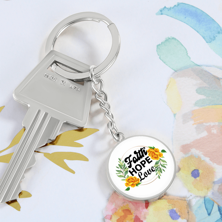 Faith Hope Love Graphic Circle Keychain – Gift for Her - Gift for Him