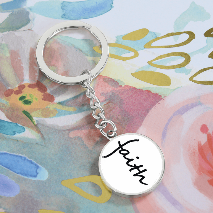 Faith (Black) – Graphic Circle Keychain – Gift for Her - Gift for Him