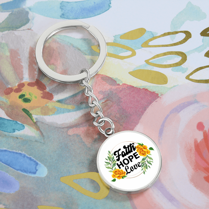 Faith Hope Love Graphic Circle Keychain – Gift for Her - Gift for Him