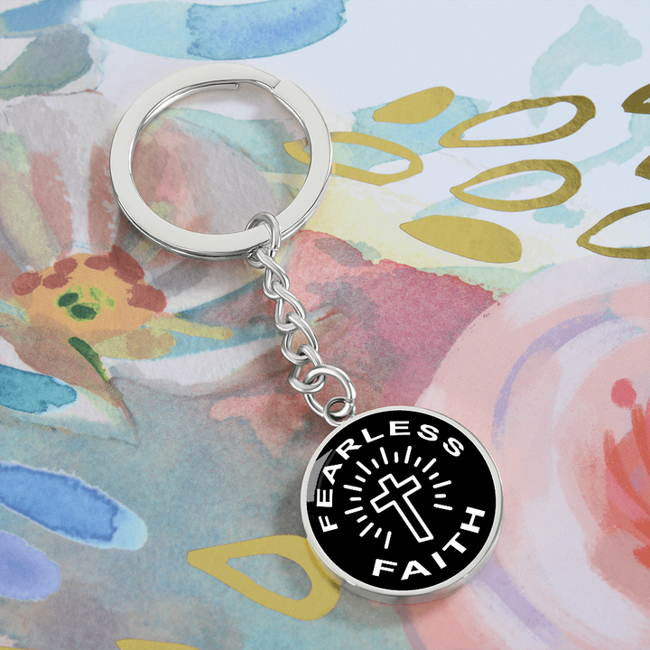 Fearless Faith Graphic Circle Keychain – Gift for Her - Gift for Him