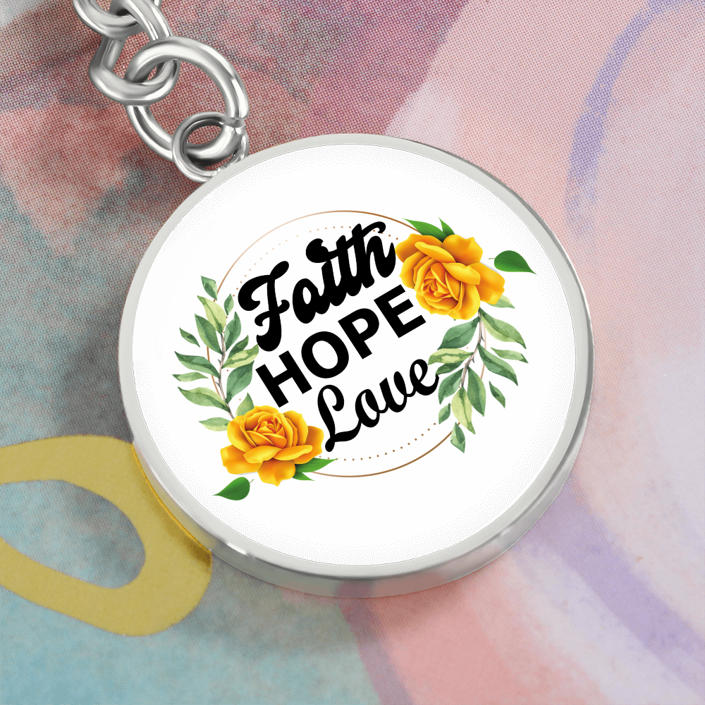 Faith Hope Love Graphic Circle Keychain – Gift for Her - Gift for Him