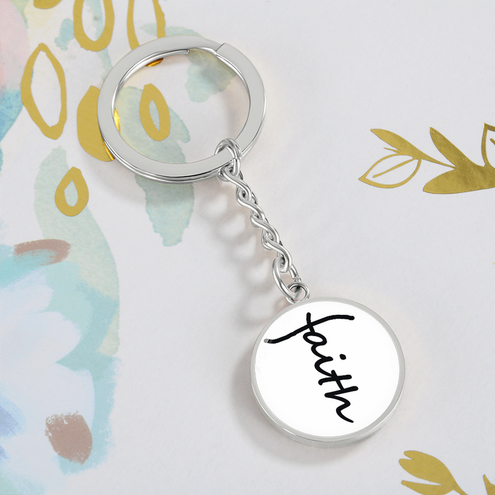 Faith (Black) – Graphic Circle Keychain – Gift for Her - Gift for Him