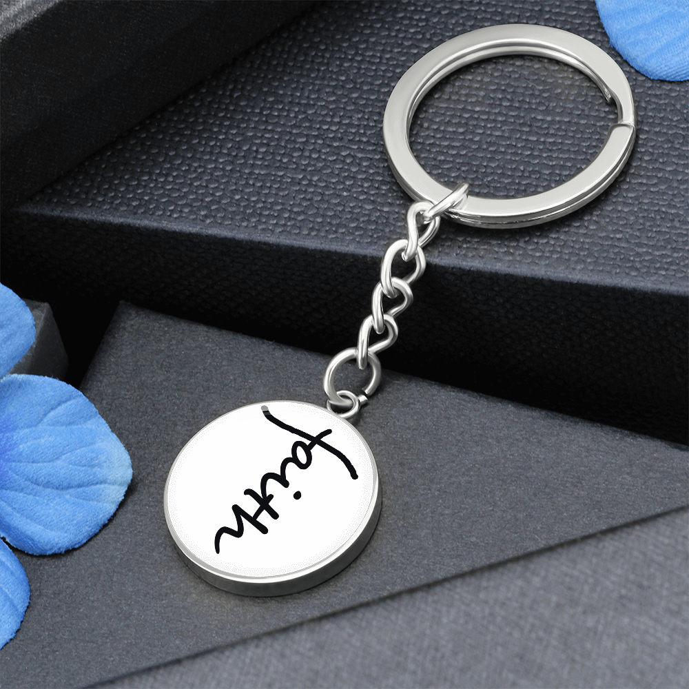 Faith (Black) – Graphic Circle Keychain – Gift for Her - Gift for Him