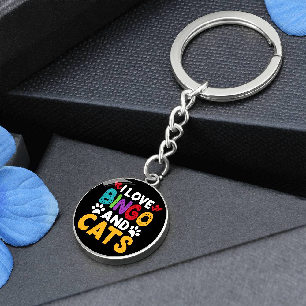 I Love Bingo And Cats - Circle Keychain - Gift for Her