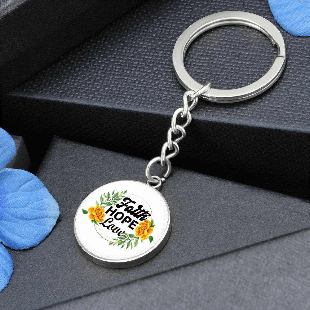 Faith Hope Love - Graphic Circle Keychain - Gift for Her - Gift for Him