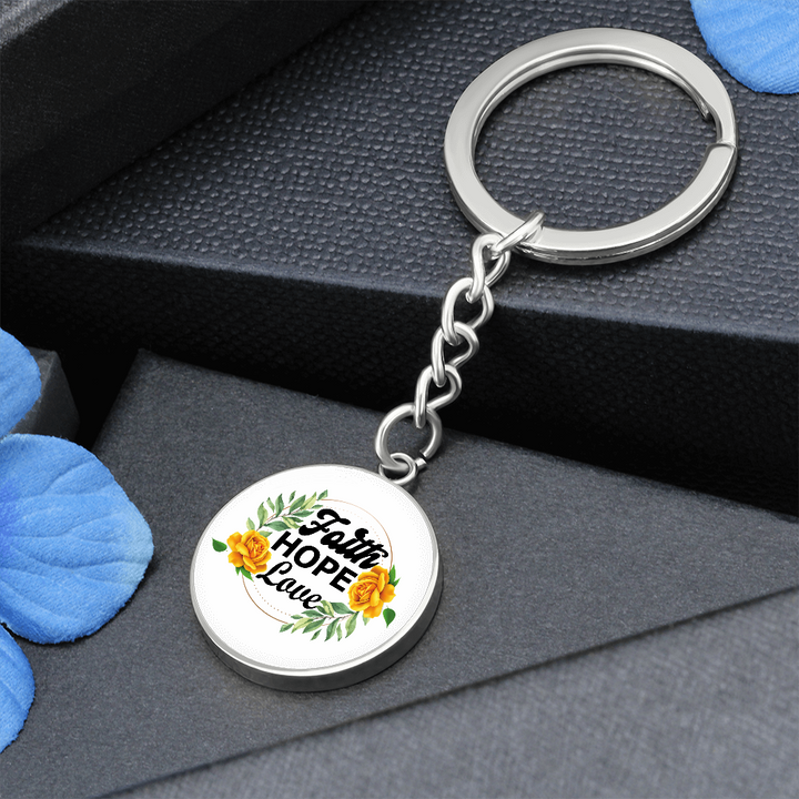 Faith Hope Love Graphic Circle Keychain – Gift for Her - Gift for Him