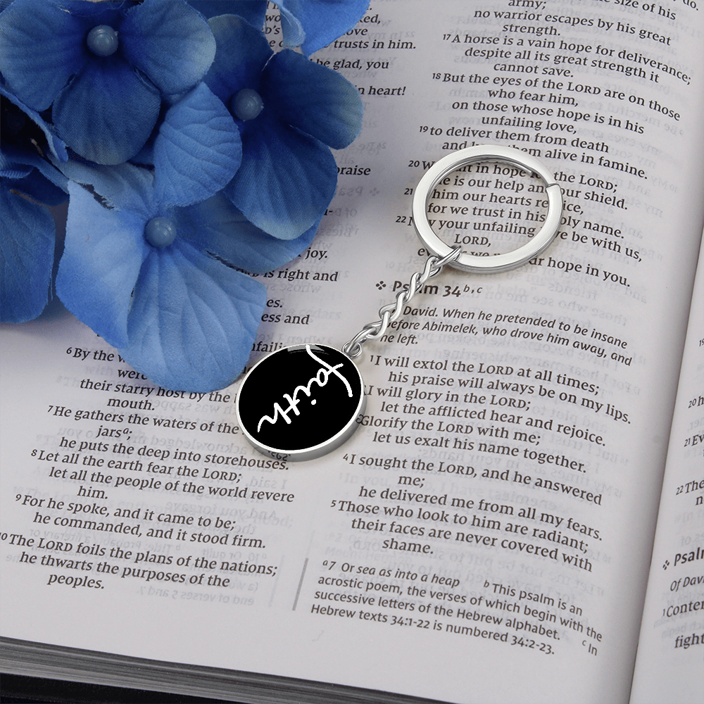 Faith (White) - Graphic Circle Keychain - Gift for Her - Gift for Him