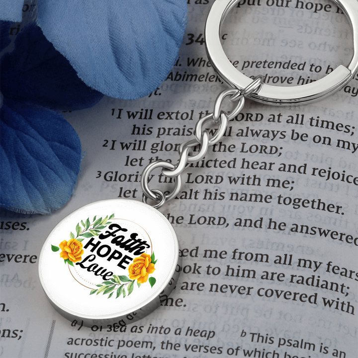 Faith Hope Love Graphic Circle Keychain – Gift for Her - Gift for Him