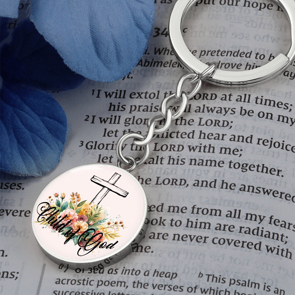 Child Of God- Graphic Circle Keychain - Gift for Her