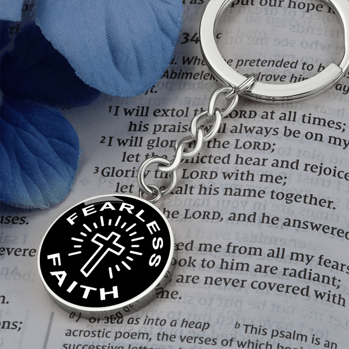 Fearless Faith Graphic Circle Keychain – Gift for Her - Gift for Him
