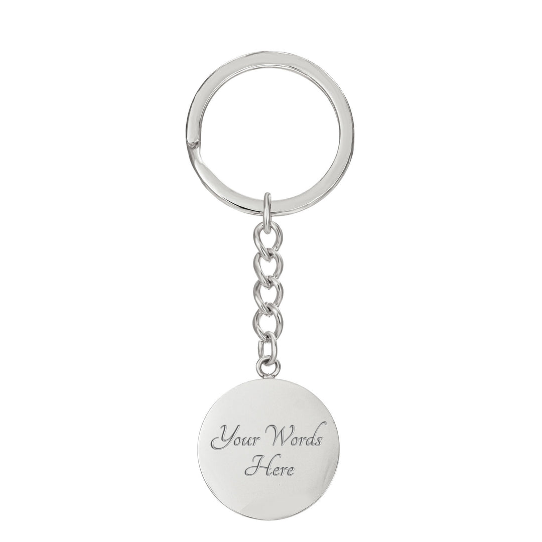 Faith Moves Mountains (White) Graphic Circle Keychain – Gift for Her - Gift for Him