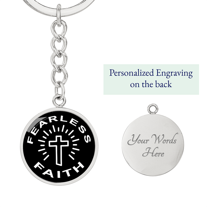 Fearless Faith Graphic Circle Keychain – Gift for Her - Gift for Him