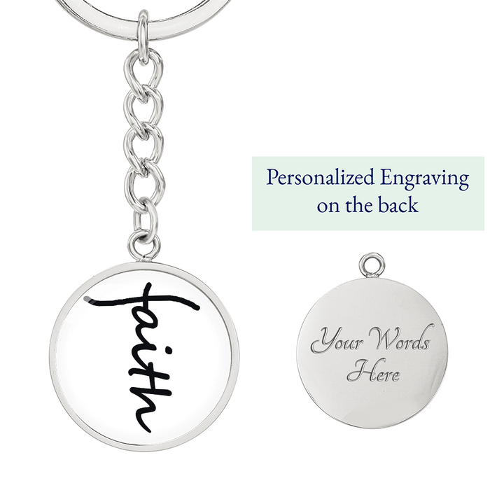 Faith (Black) – Graphic Circle Keychain – Gift for Her - Gift for Him