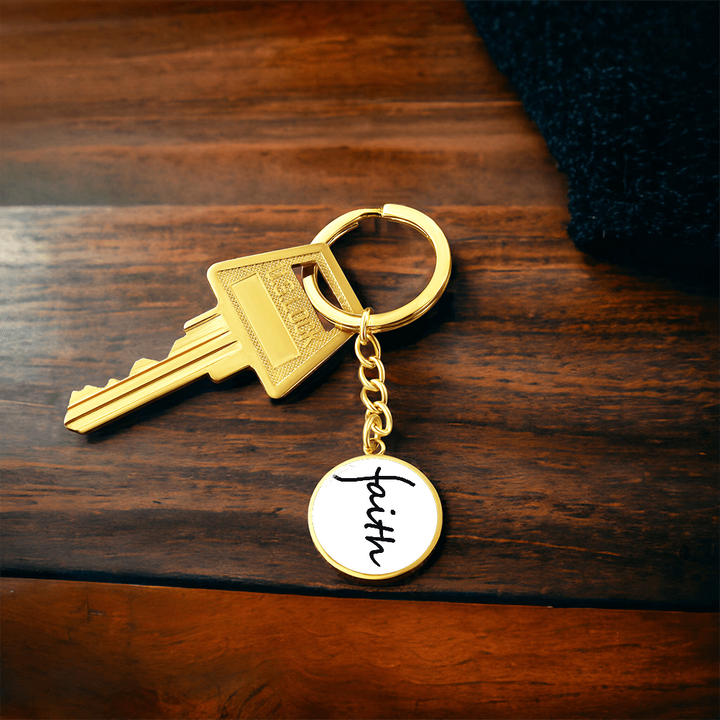 Faith (Black) – Graphic Circle Keychain – Gift for Her - Gift for Him