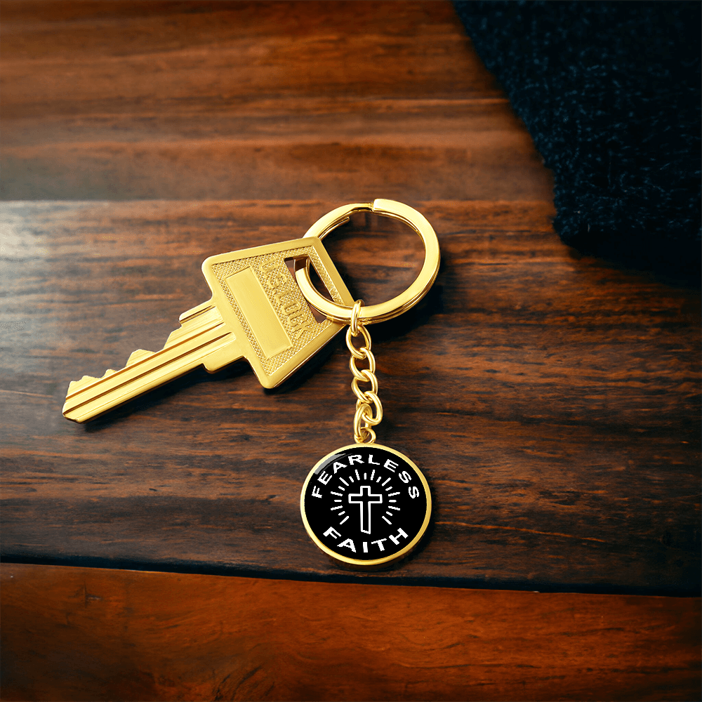 Fearless Faith Graphic Circle Keychain – Gift for Her - Gift for Him