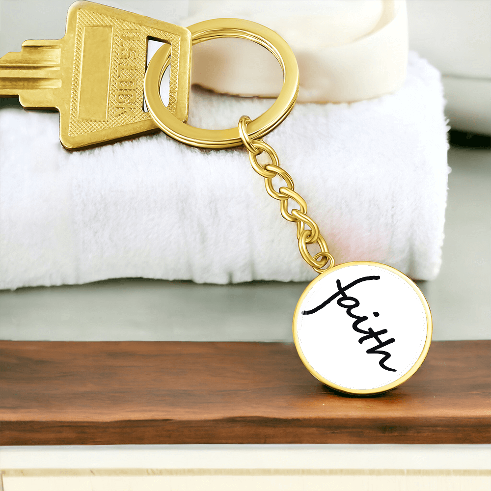 Faith (Black) – Graphic Circle Keychain – Gift for Her - Gift for Him