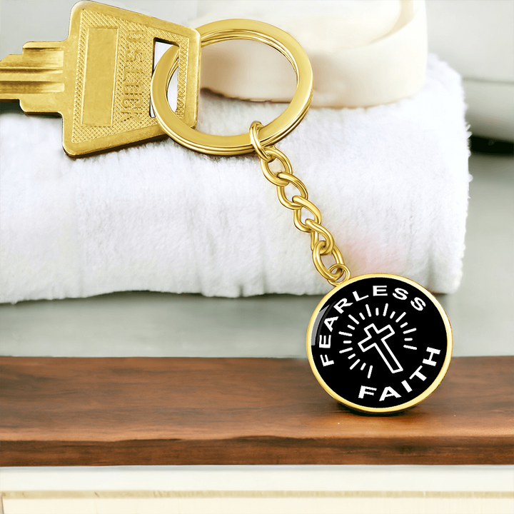Fearless Faith Graphic Circle Keychain – Gift for Her - Gift for Him