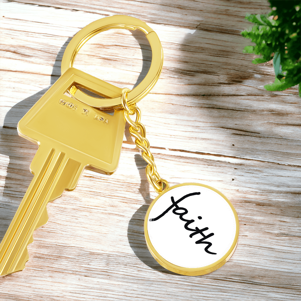 Faith (Black) – Graphic Circle Keychain – Gift for Her - Gift for Him